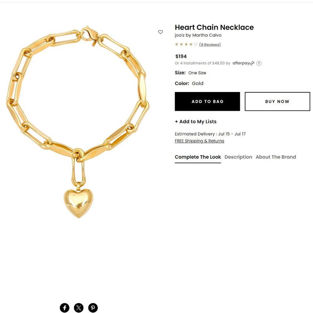 JOOLZ BY MARTHA CALVO Heart Chain Necklace
